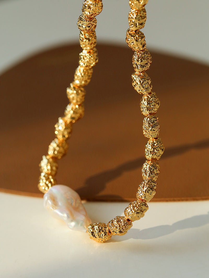 Fashionable Metallic Baroque Pearl Necklaces B Style - floysun