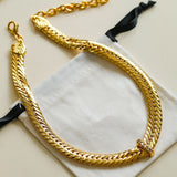 Sparkling Zircon V-shaped Wide Snake Chain