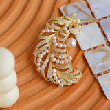 Feather Pearl Brooch E Style - floysun