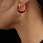 Festive Red Glazed Hoops Earrings - floysun