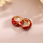 Festive Red Glazed Hoops Earrings - floysun