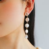 Flat Round Freshwater Baroque Long Drop Earrings - Small - floysun