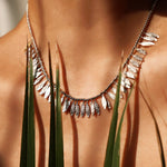 Flora Collection Leafy Tassel Silver Necklace - floysun