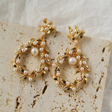 Floral Freshwater Pearl Drop Earrings - floysun