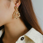 Floral Freshwater Pearl Drop Earrings - floysun