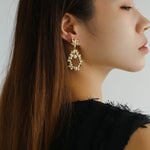 Floral Freshwater Pearl Drop Earrings - floysun