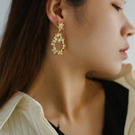 Floral Freshwater Pearl Drop Earrings - floysun