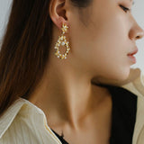 Floral Freshwater Pearl Drop Earrings - floysun