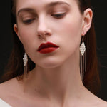 Flowing Bead Series Diamond Fringe Earrings - floysun