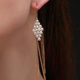 Flowing Bead Series Diamond Fringe Earrings - floysun