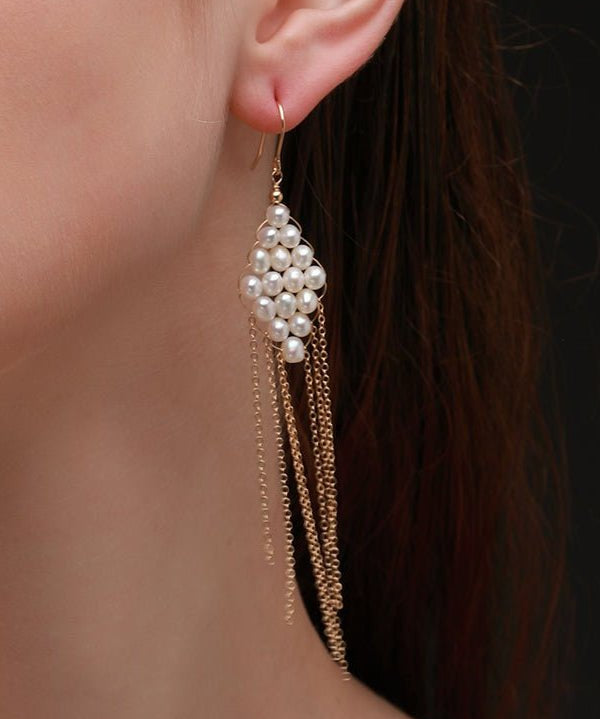 Flowing Bead Series Diamond Fringe Earrings - floysun