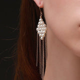 Flowing Bead Series Diamond Fringe Earrings - floysun