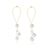 Flowing Bead Series Multi - Bead Gold Wire Earrings - floysun