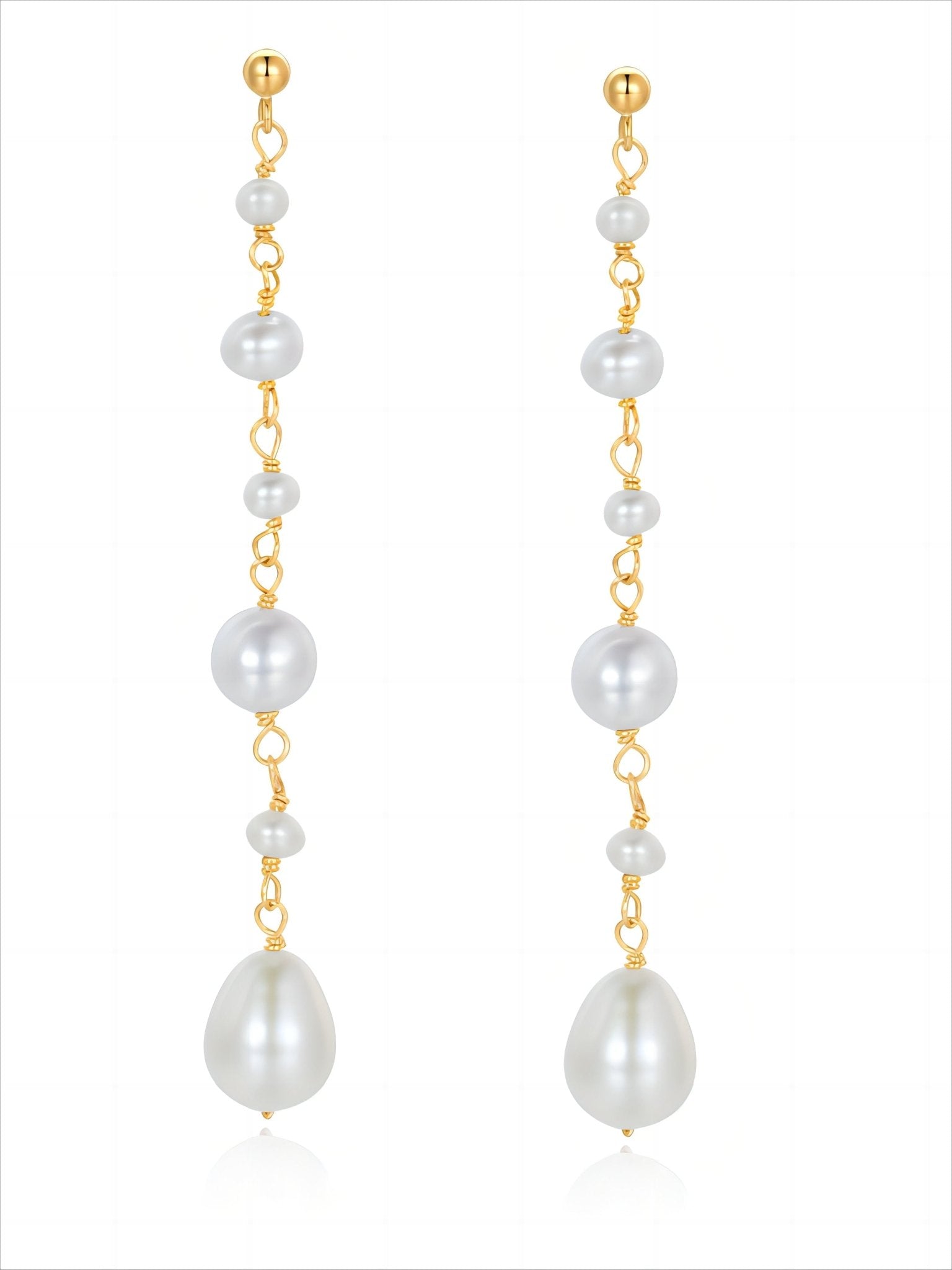 Flowing Bead Series Multi - Bead Long Chain Ear Studs - floysun