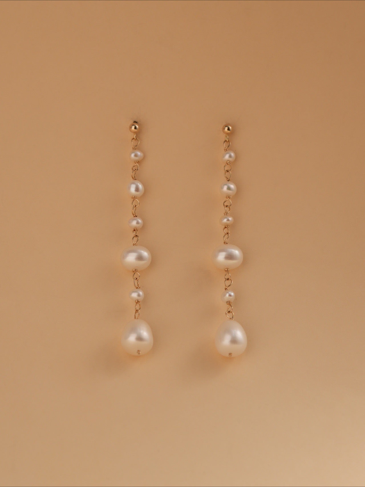 Flowing Bead Series Multi - Bead Long Chain Ear Studs - floysun