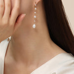 Flowing Bead Series Multi - Bead Long Chain Ear Studs - floysun