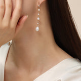 Flowing Bead Series Multi - Bead Long Chain Ear Studs - floysun