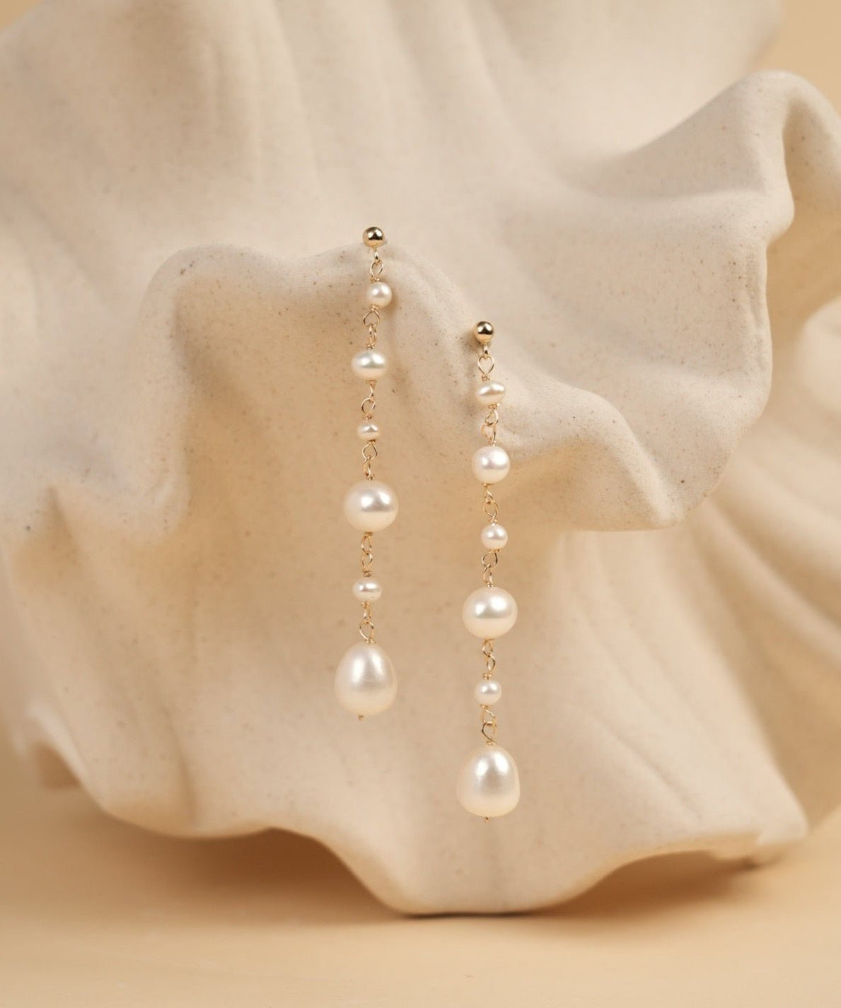 Flowing Bead Series Multi - Bead Long Chain Ear Studs - floysun