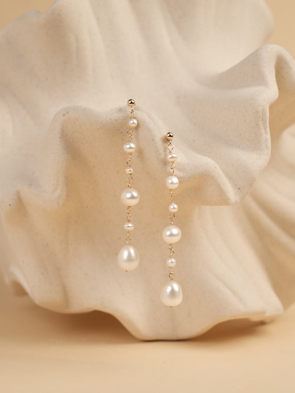 Flowing Bead Series Multi - Bead Long Chain Ear Studs - floysun