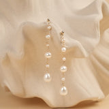 Flowing Bead Series Multi - Bead Long Chain Ear Studs - floysun