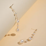 Flowing Bead Series Multi - Bead Long Chain Ear Studs - floysun