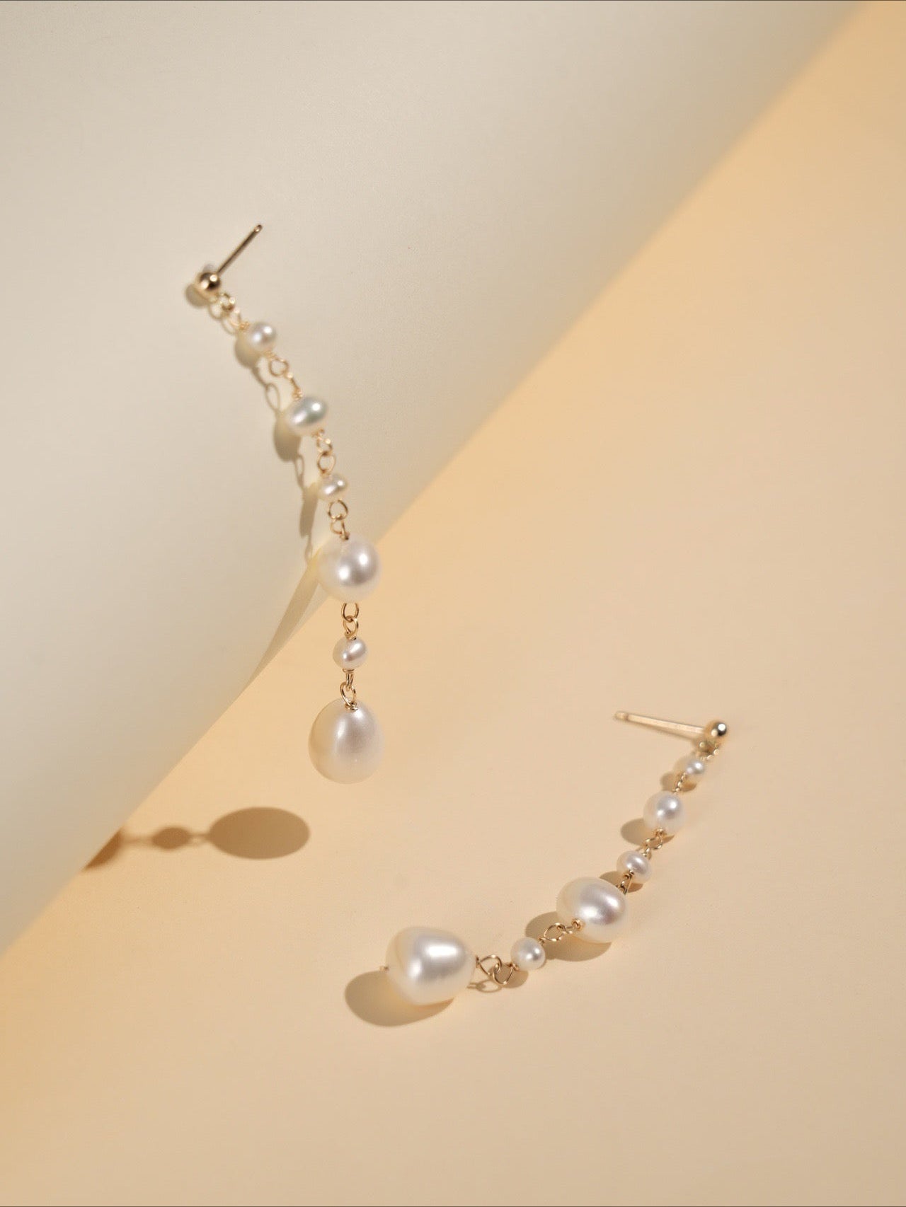 Flowing Bead Series Multi - Bead Long Chain Ear Studs - floysun