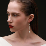 Flowing Bead Series Multi - Bead Long Chain Ear Studs - floysun