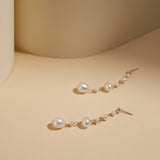 Flowing Bead Series Multi - Bead Long Chain Ear Studs - floysun