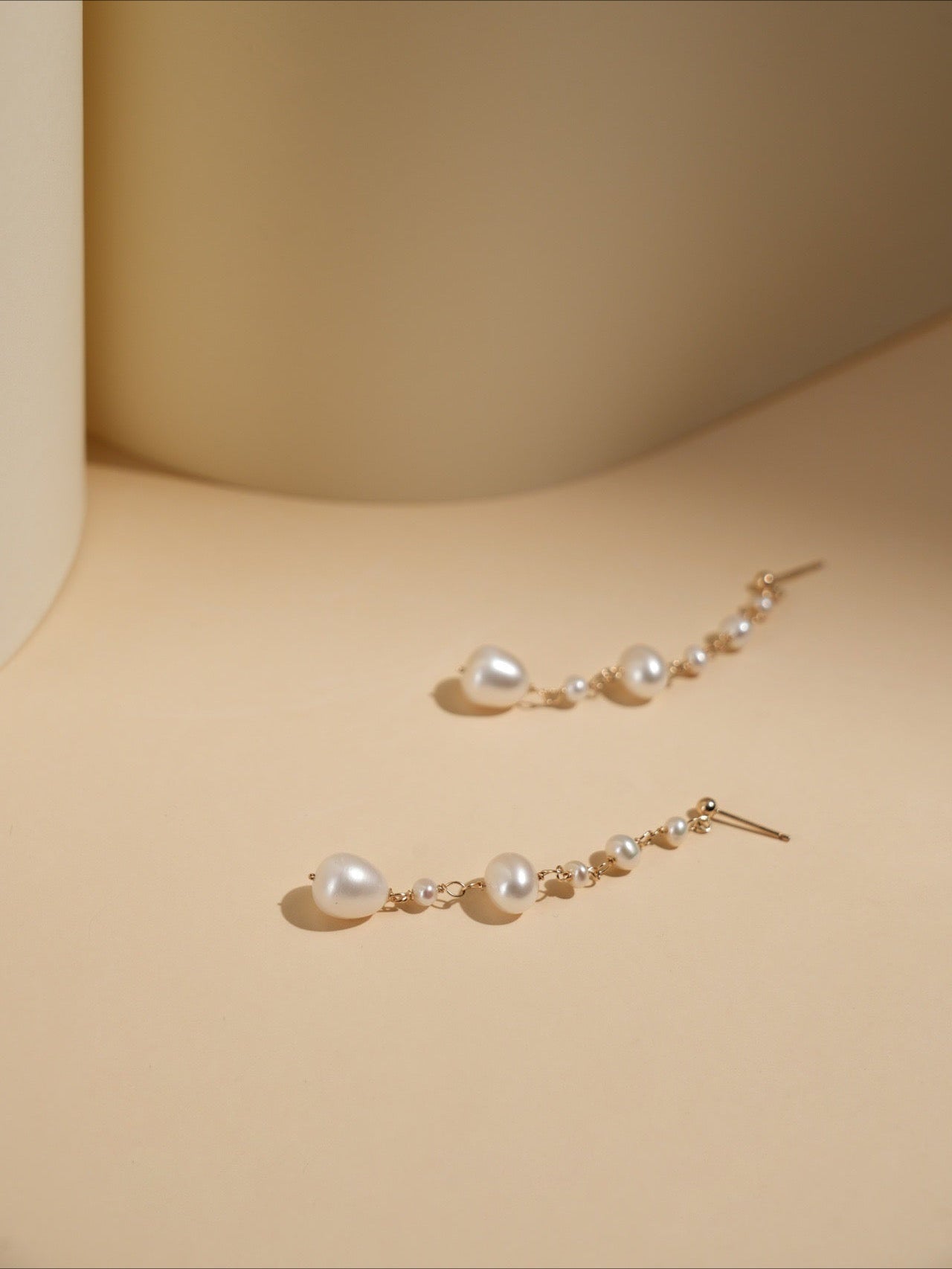 Flowing Bead Series Multi - Bead Long Chain Ear Studs - floysun