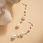 Flowing Bead Series Multi - Bead Long Chain Ear Studs - floysun