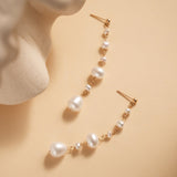 Flowing Bead Series Multi - Bead Long Chain Ear Studs - floysun