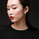 Flowing Bead Series Single Bead Tassel Stud Earrings - floysun