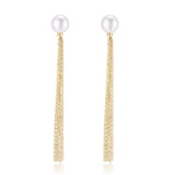 Flowing Bead Series Single Bead Tassel Stud Earrings - floysun