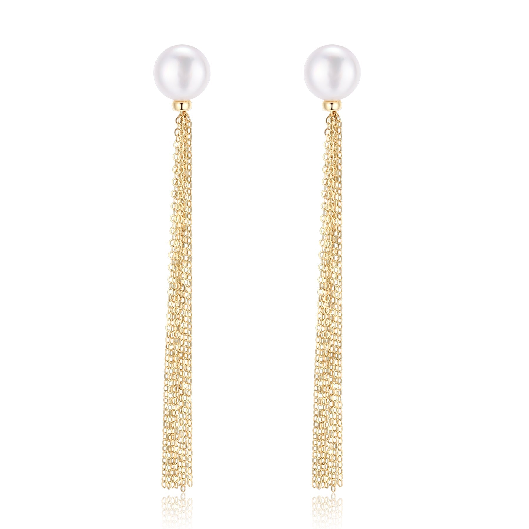 Flowing Bead Series Single Bead Tassel Stud Earrings - floysun