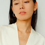 Fortune's Turn Faceted Laser Gradient Bead Single Row Hoop earrings - floysun