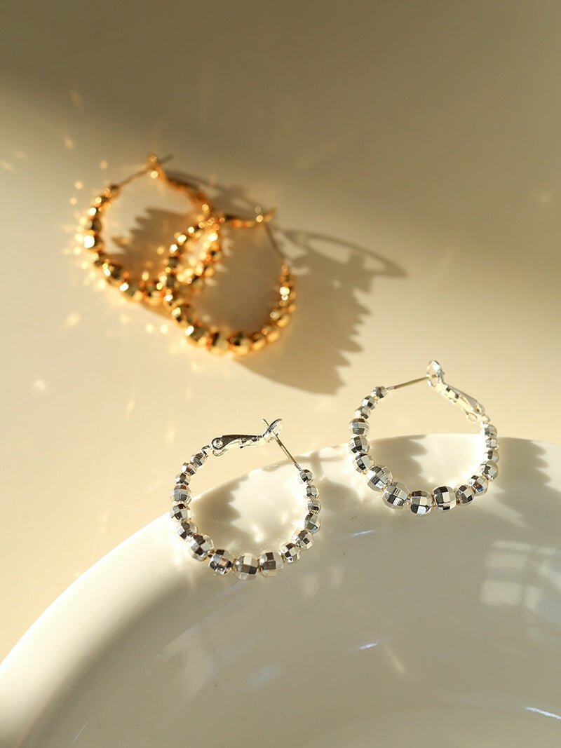 Fortune's Turn Faceted Laser Gradient Bead Single Row Hoop earrings - floysun