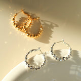 Fortune's Turn Faceted Laser Gradient Bead Single Row Hoop earrings - floysun