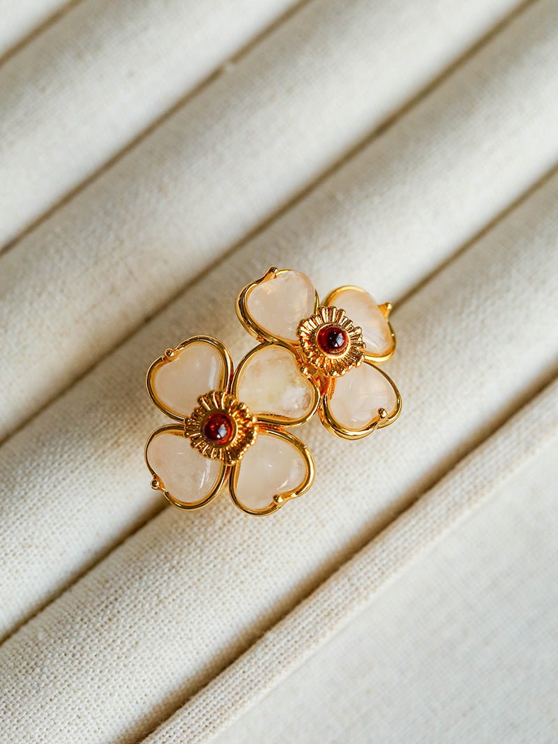 Four - leaf Clover Double Flower Rings - floysun