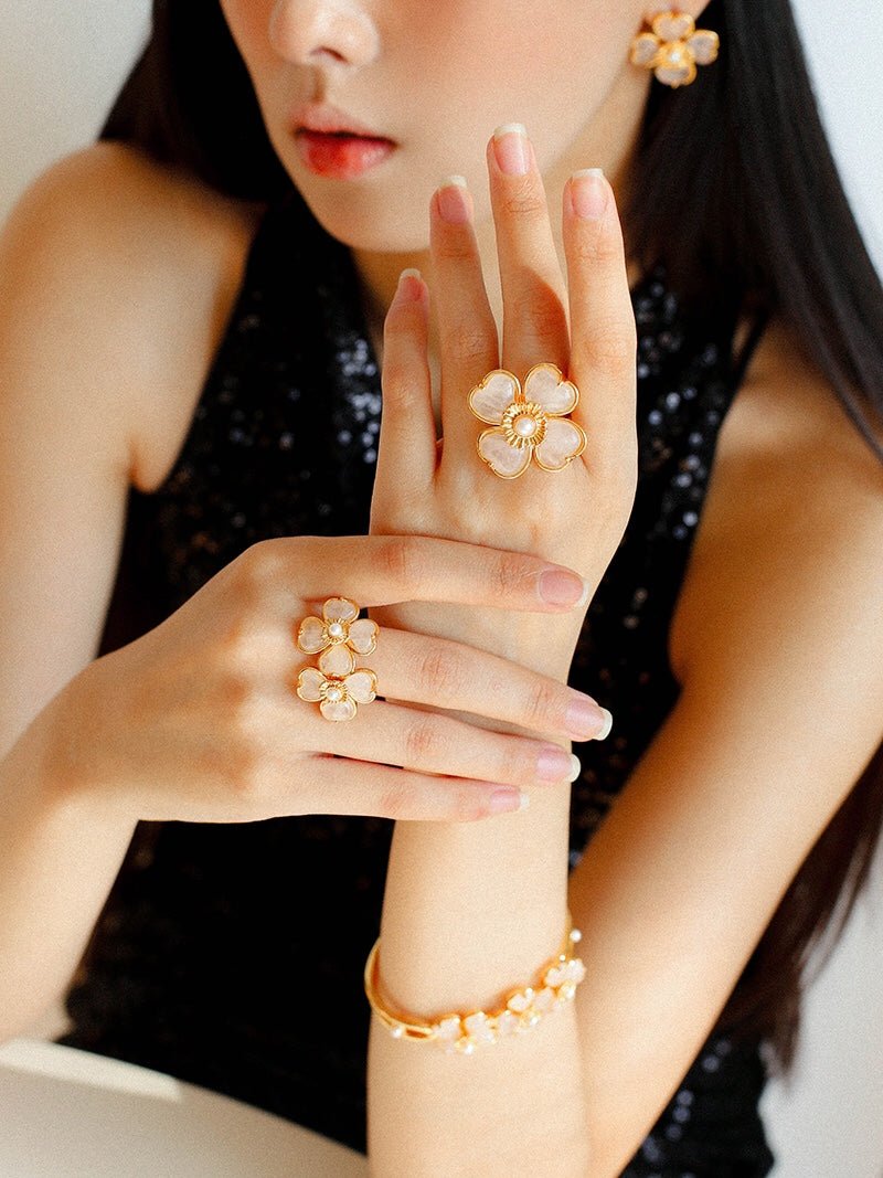 Four - leaf Clover Single Flower Rings - floysun