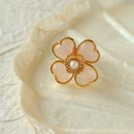 Four - leaf Clover Single Flower Rings - floysun