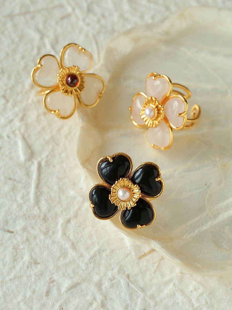 Four - leaf Clover Single Flower Rings - floysun