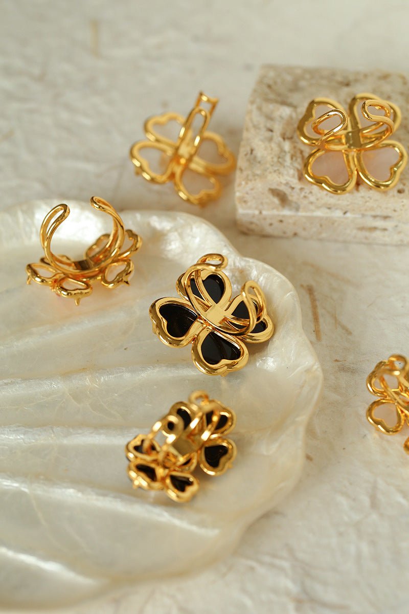 Four - leaf Clover Single Flower Rings - floysun