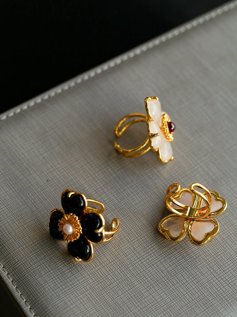 Four - leaf Clover Single Flower Rings - floysun