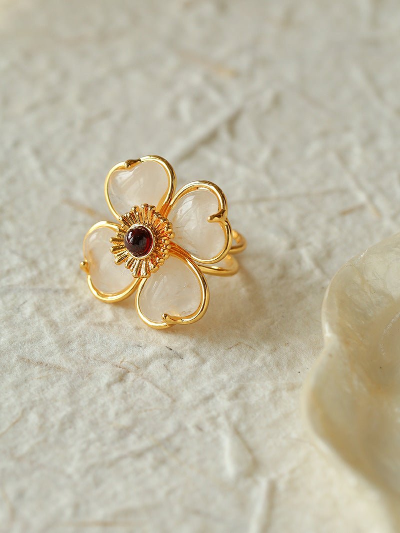 Four - leaf Clover Single Flower Rings - floysun