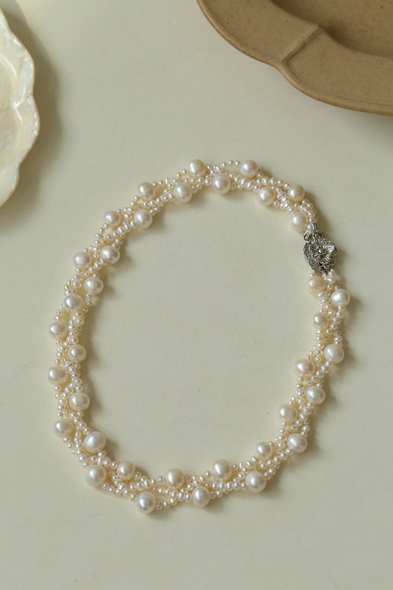 French Handcrafted Woven Seed Pearl Multi - Layer Necklace - floysun