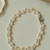 French Handcrafted Woven Seed Pearl Multi - Layer Necklace - floysun