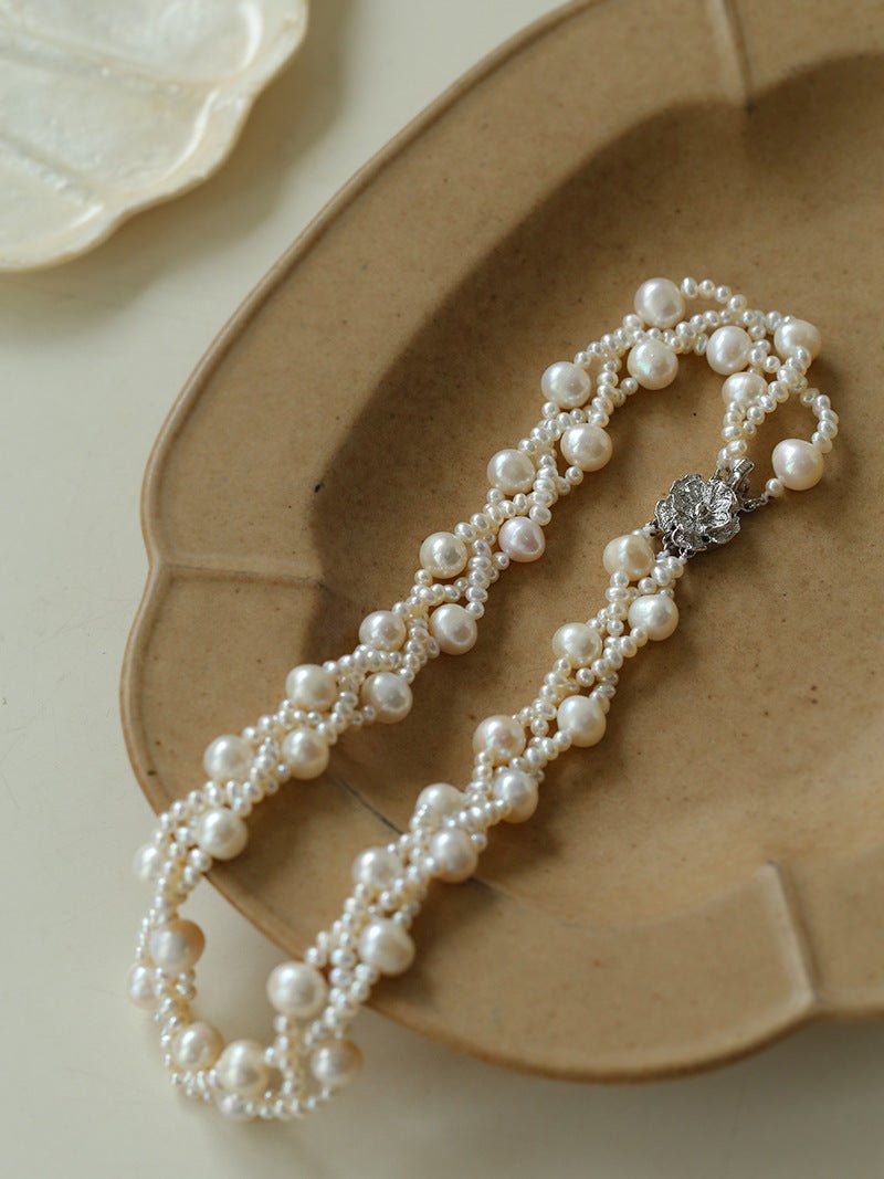 French Handcrafted Woven Seed Pearl Multi - Layer Necklace - floysun