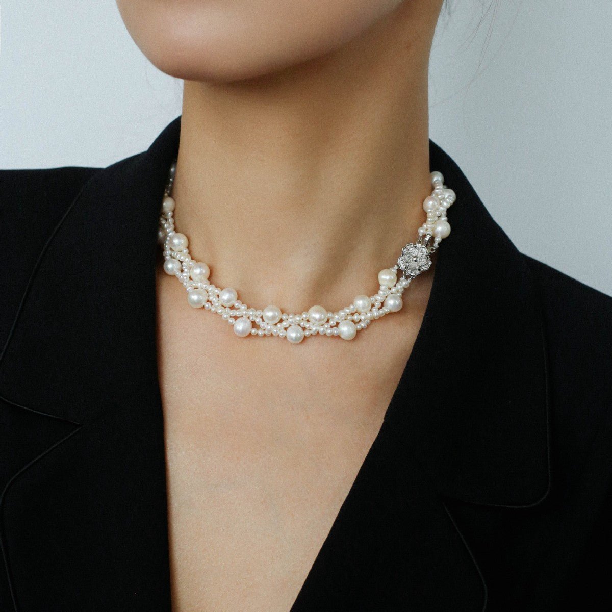 French Handcrafted Woven Seed Pearl Multi - Layer Necklace - floysun