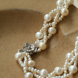 French Handcrafted Woven Seed Pearl Multi - Layer Necklace - floysun