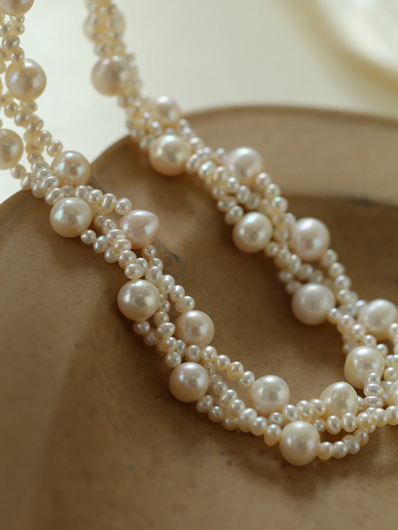 French Handcrafted Woven Seed Pearl Multi - Layer Necklace - floysun